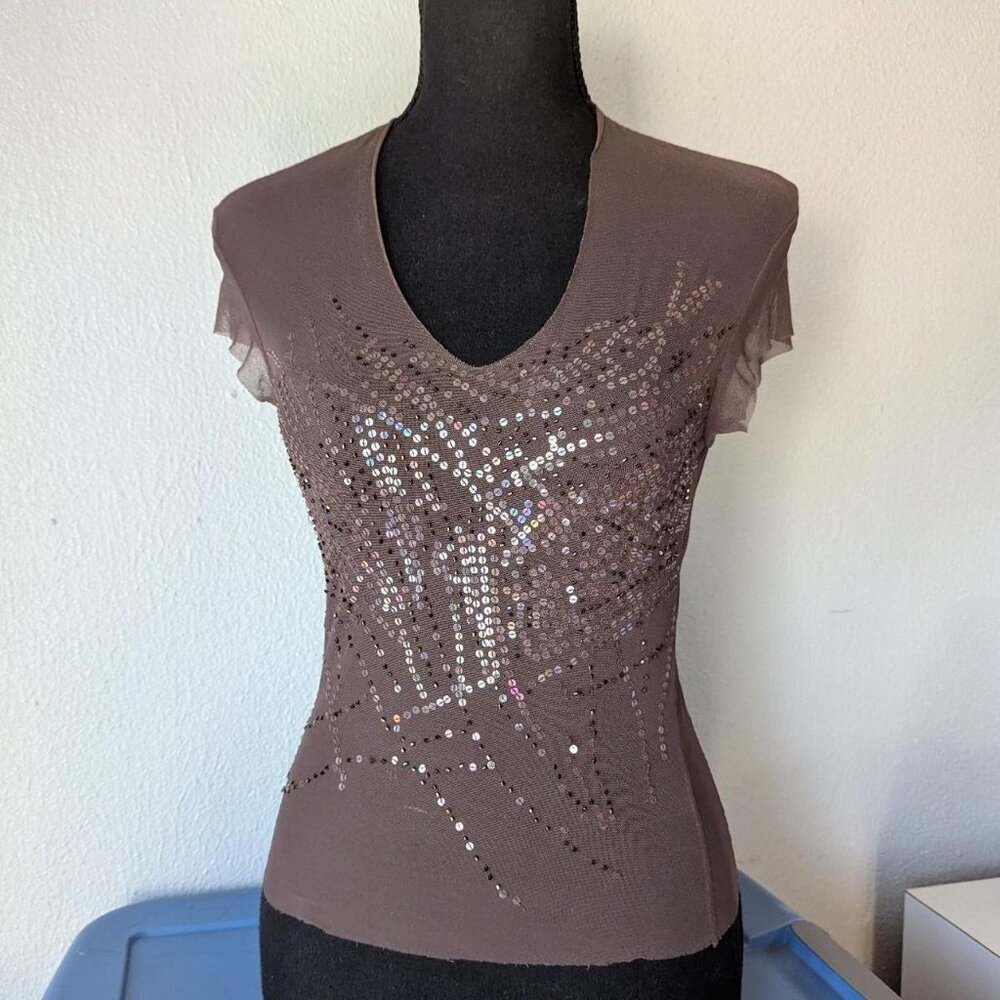 Vintage Bebe Mesh top with sequins